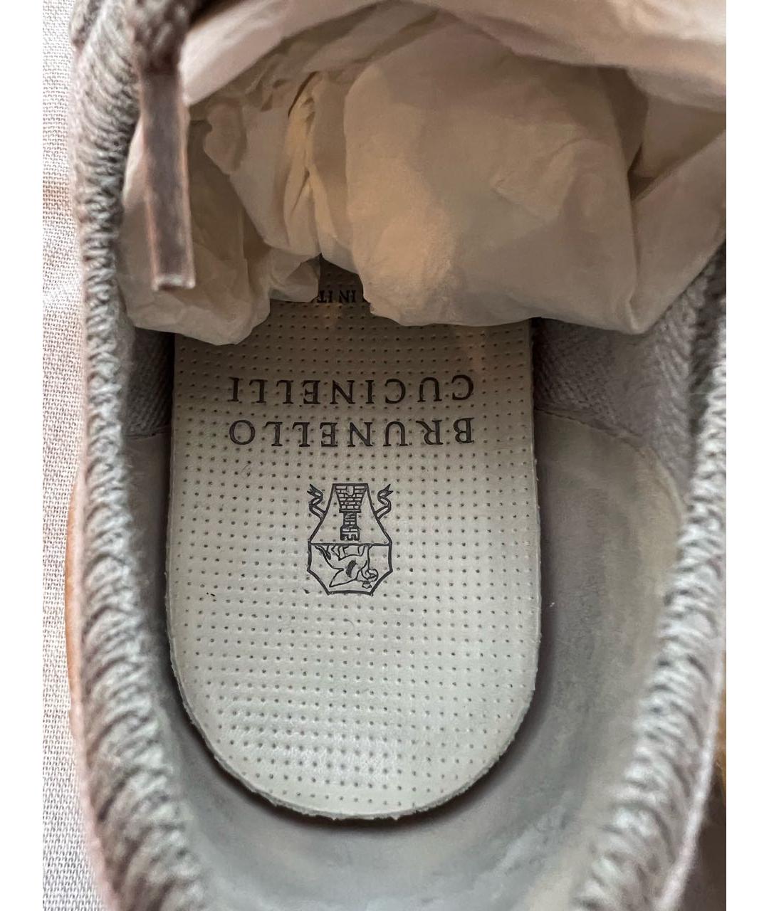 BRUNELLO CUCINELLI Серые текстильные низкие кроссовки / кеды, фото 5