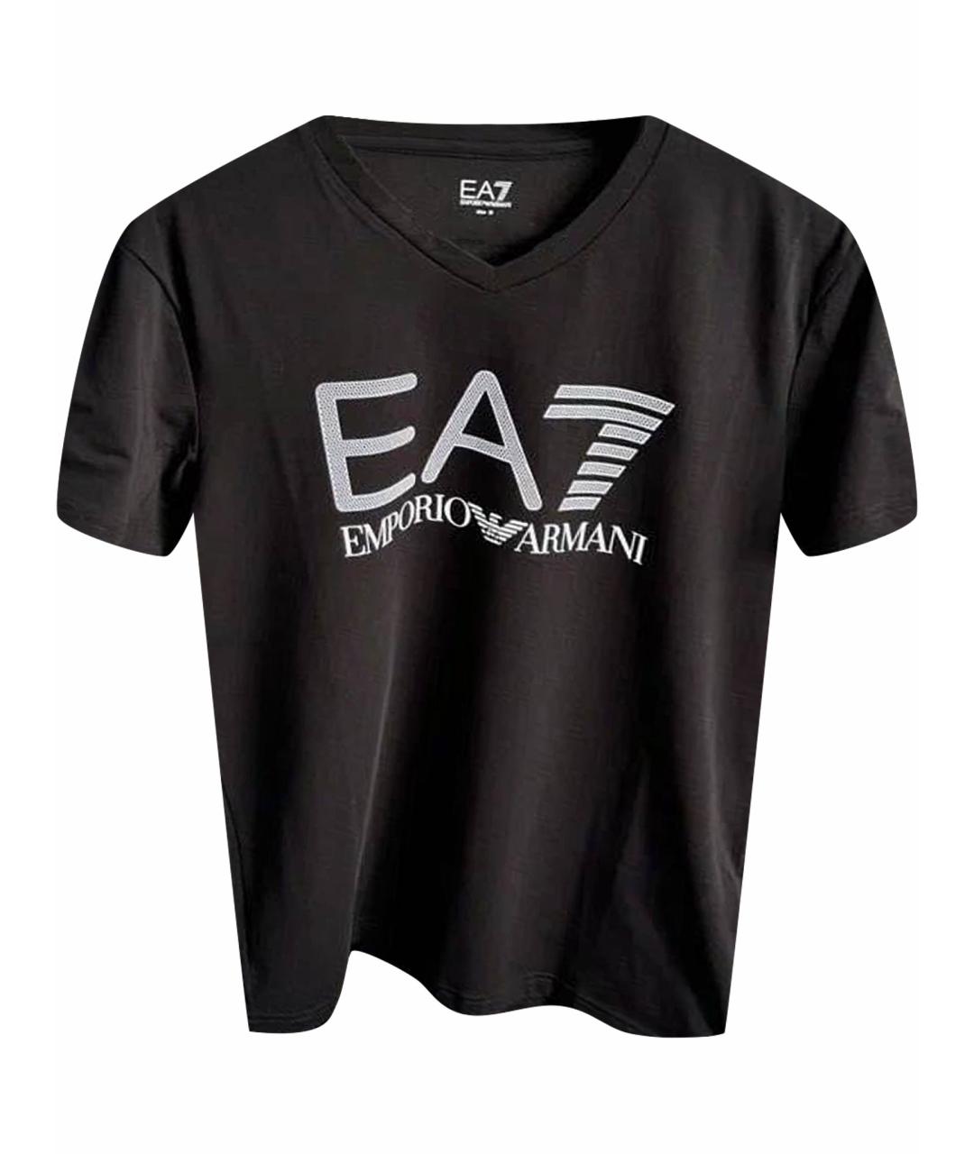 EA7 Черная хлопковая футболка, фото 1