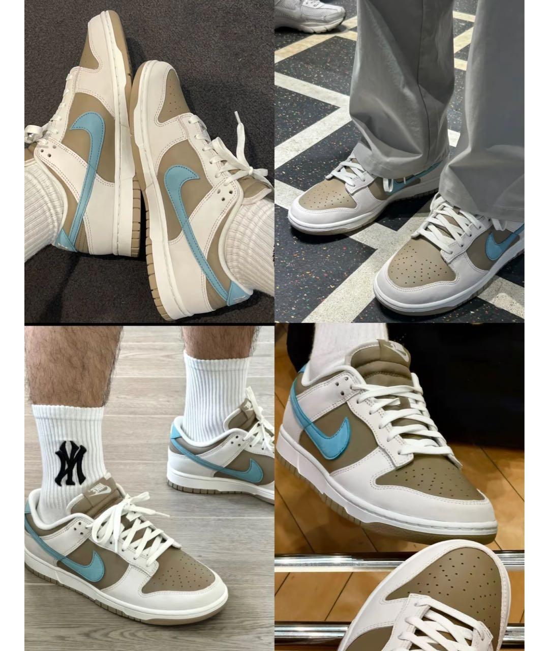 NIKE Бежевые кожаные низкие кроссовки / кеды, фото 6