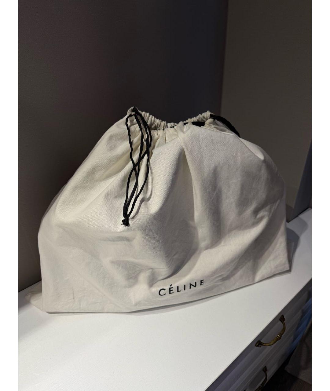 CELINE Черная кожаная сумка тоут, фото 7