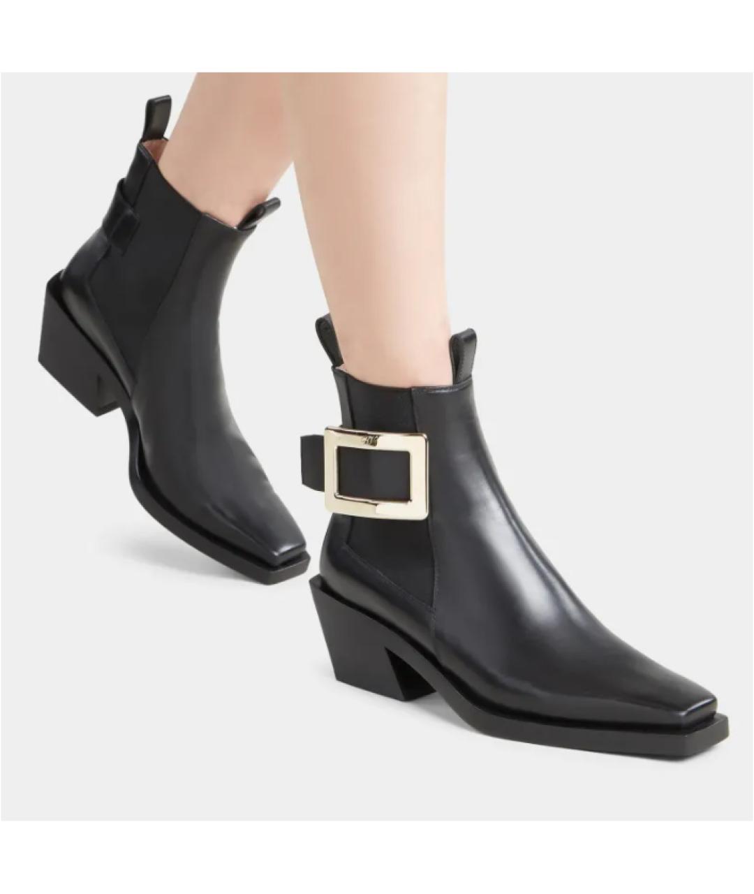 ROGER VIVIER Черные кожаные ботильоны, фото 5