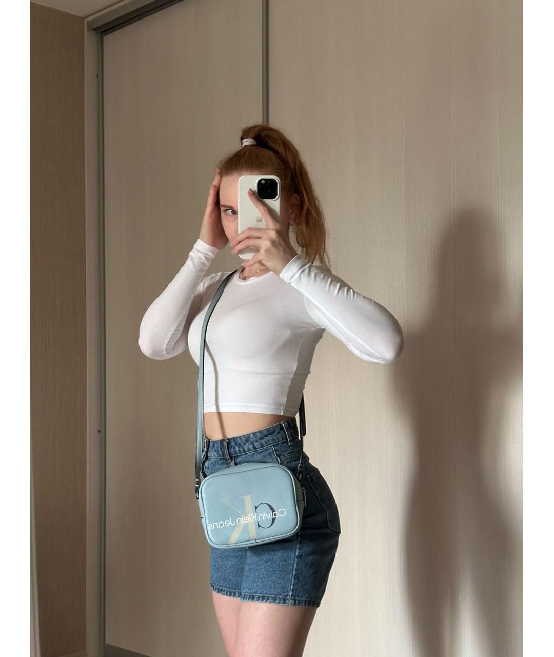 CALVIN KLEIN Голубая сумка через плечо из искусственной кожи, фото 5