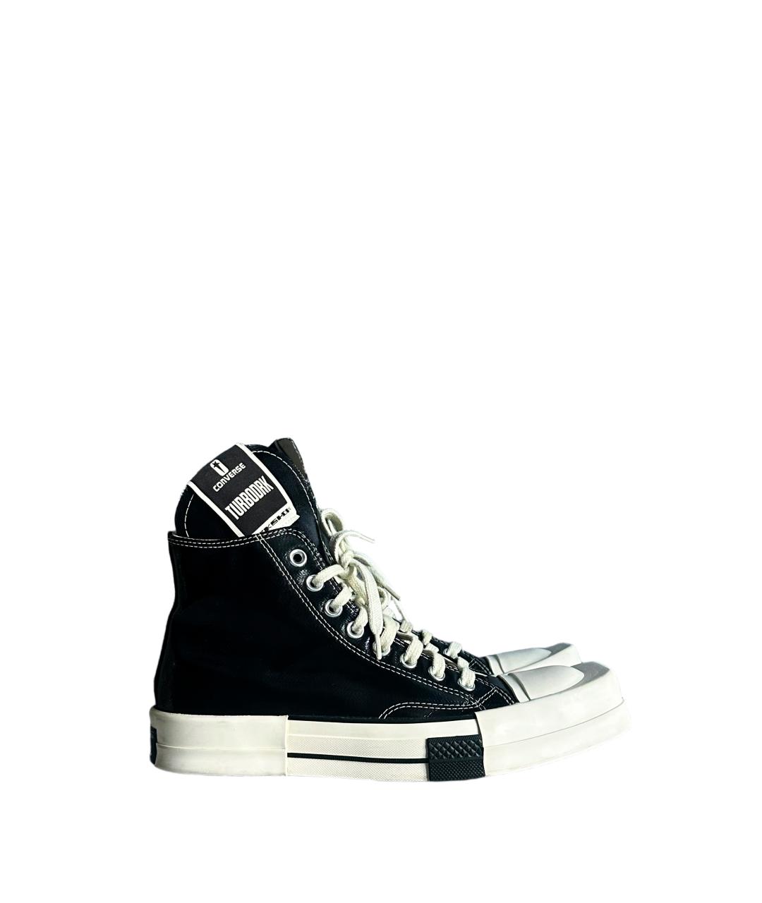 RICK OWENS DRKSHDW Черные текстильные высокие кроссовки / кеды, фото 3