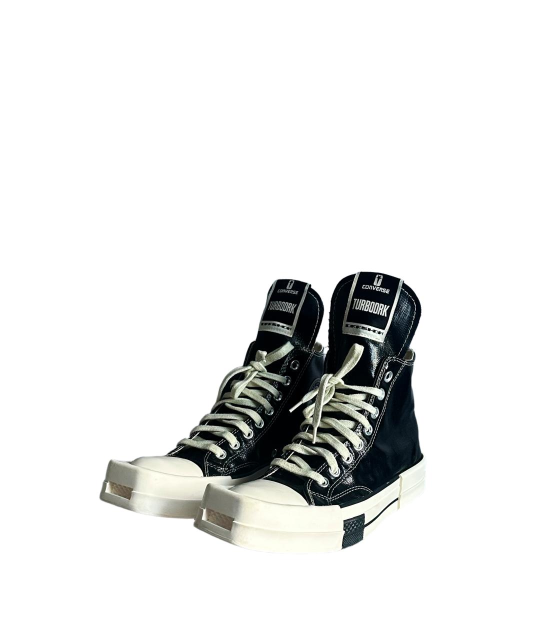 RICK OWENS DRKSHDW Черные текстильные высокие кроссовки / кеды, фото 2