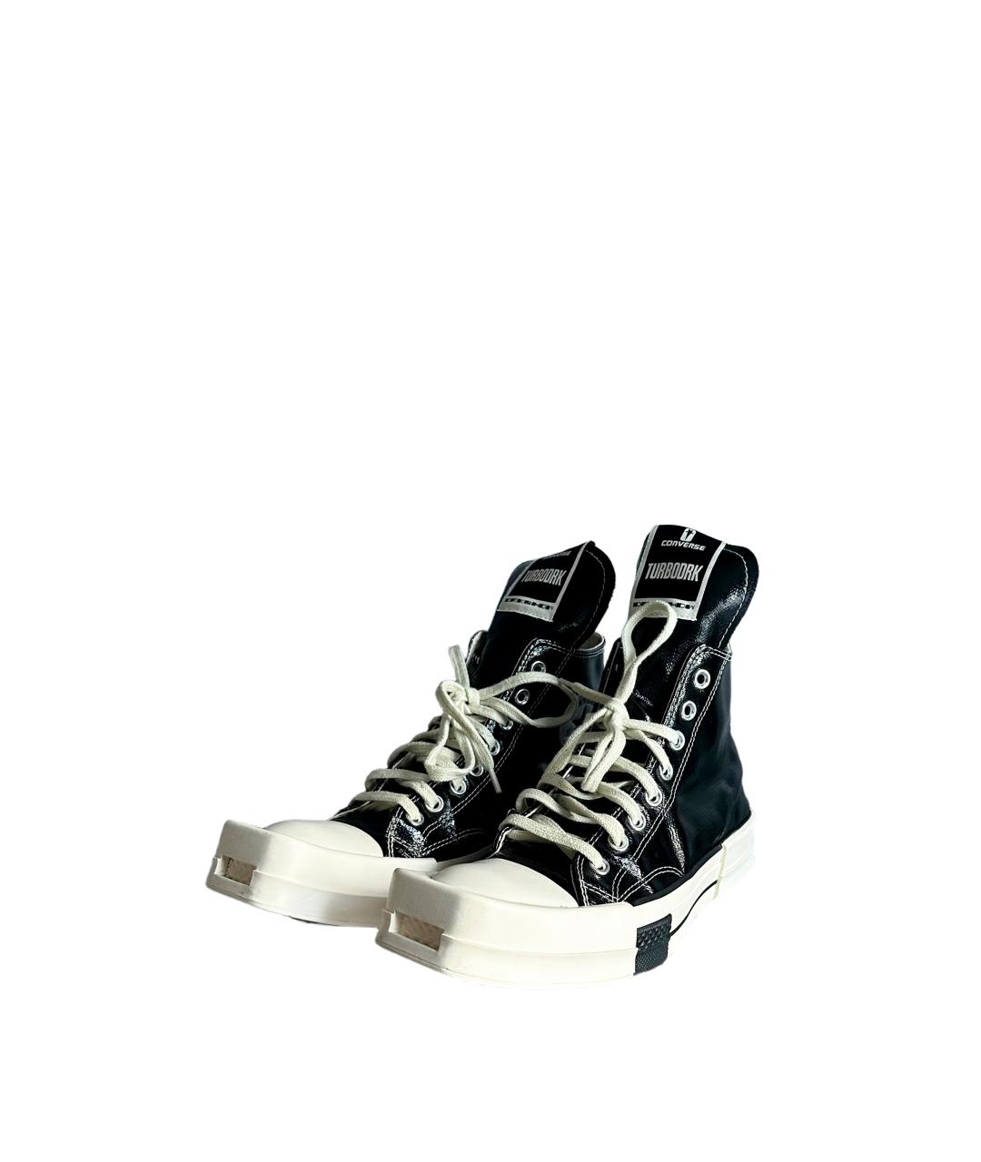 RICK OWENS DRKSHDW Черные текстильные высокие кроссовки / кеды, фото 2