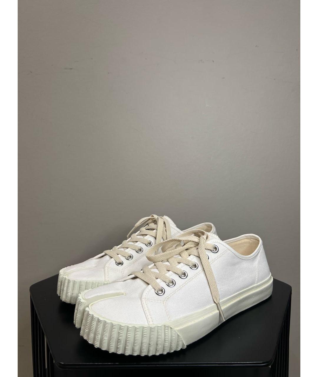 MAISON MARGIELA Белые текстильные низкие кроссовки / кеды, фото 3