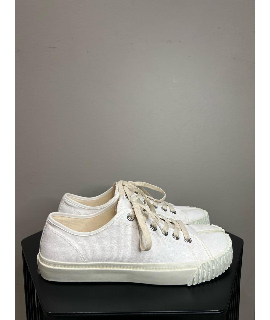 MAISON MARGIELA Белые текстильные низкие кроссовки / кеды, фото 8