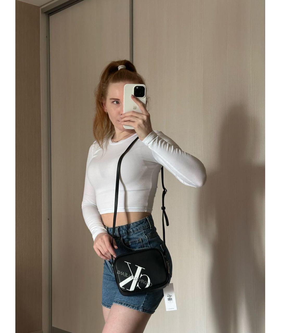 CALVIN KLEIN Черная сумка через плечо из искусственной кожи, фото 6