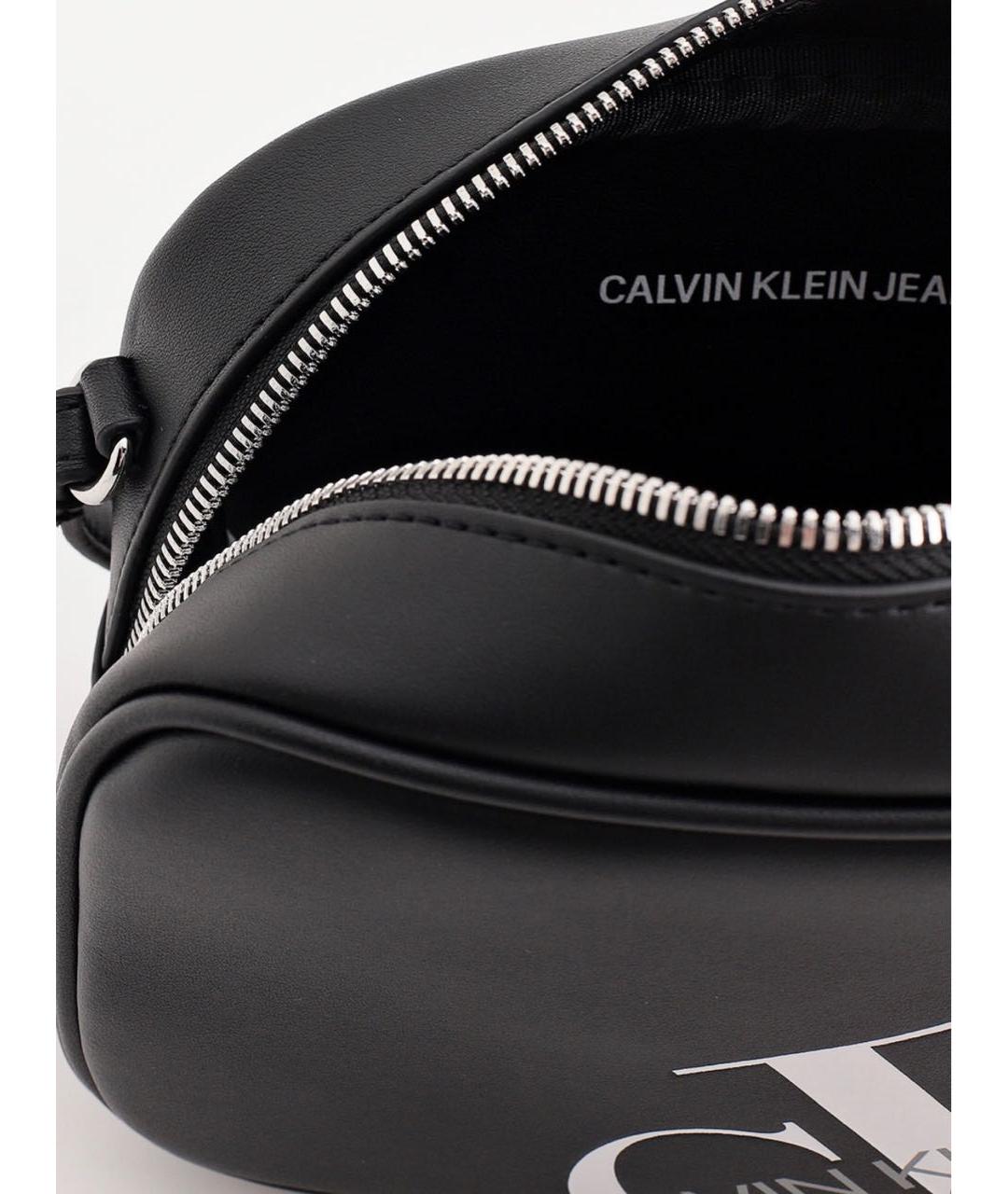 CALVIN KLEIN Черная сумка через плечо из искусственной кожи, фото 8