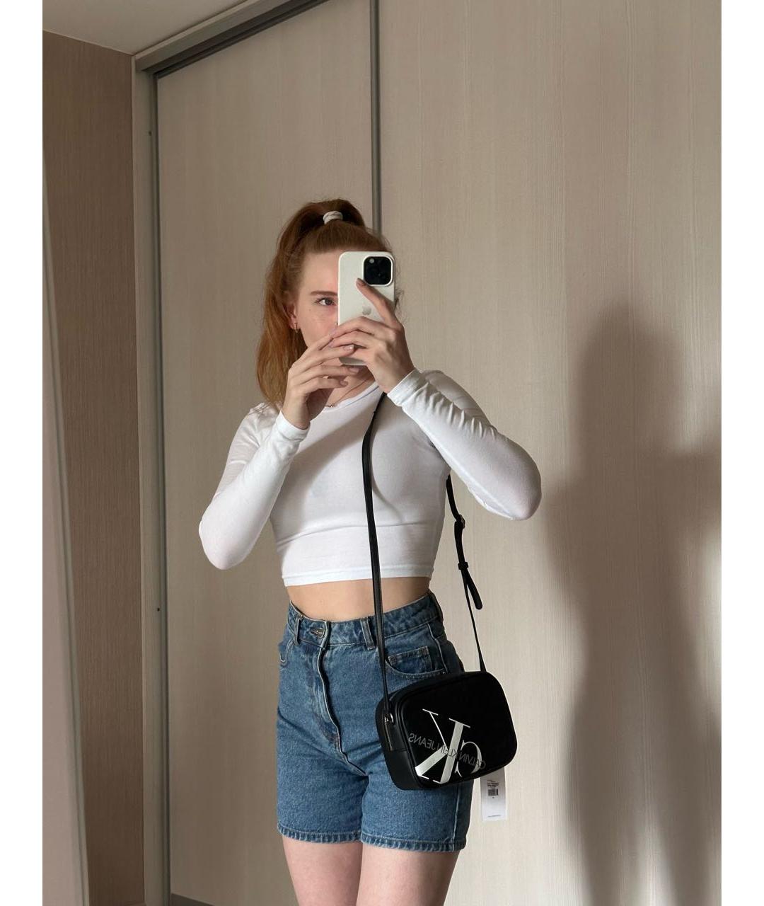 CALVIN KLEIN Черная сумка через плечо из искусственной кожи, фото 7