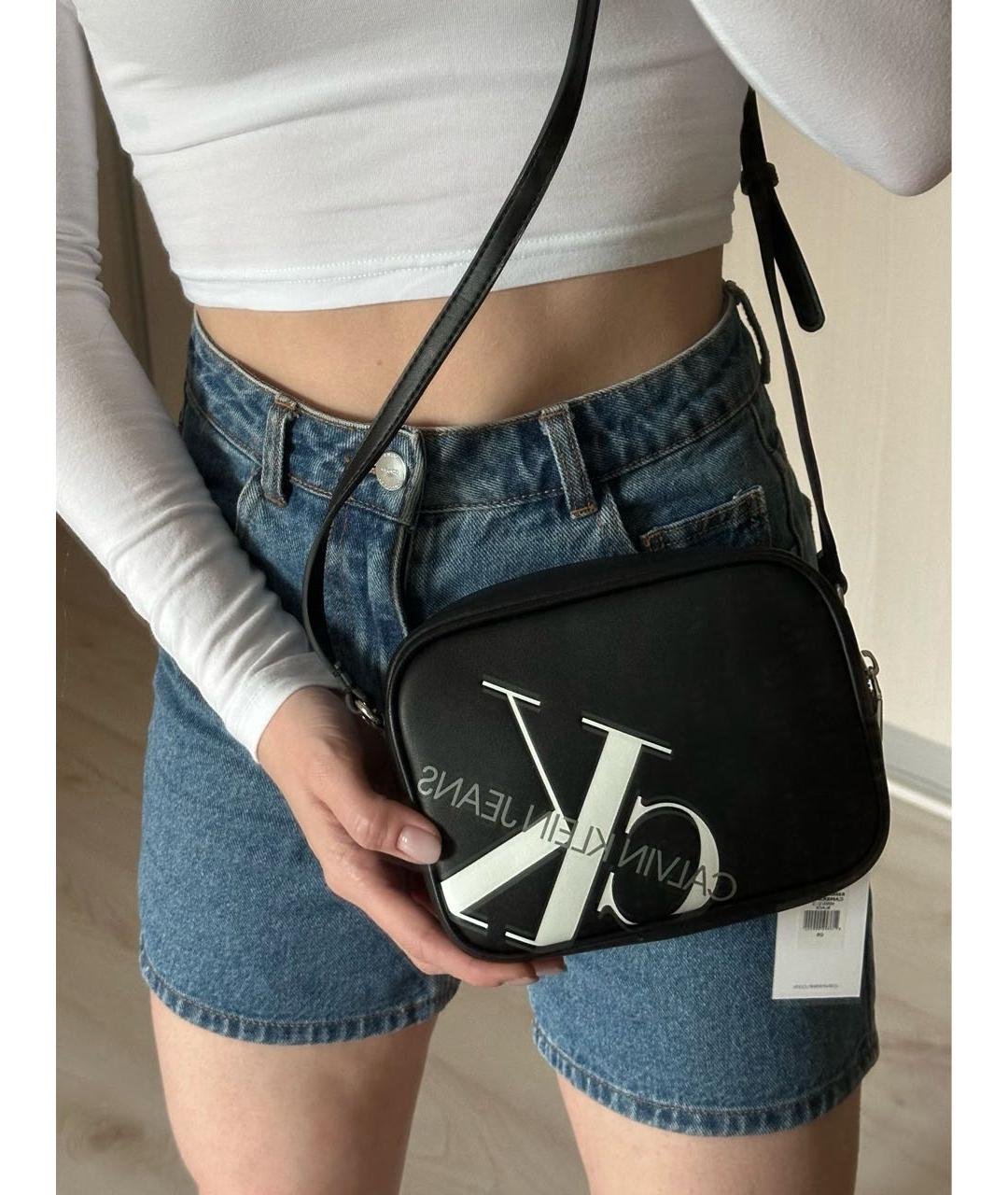 CALVIN KLEIN Черная сумка через плечо из искусственной кожи, фото 5