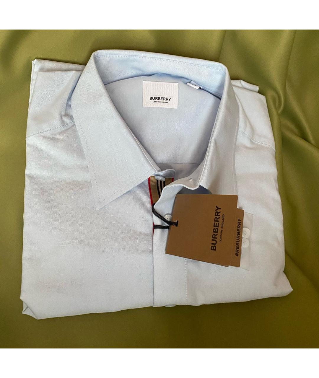 BURBERRY Голубая хлопковая классическая рубашка, фото 3