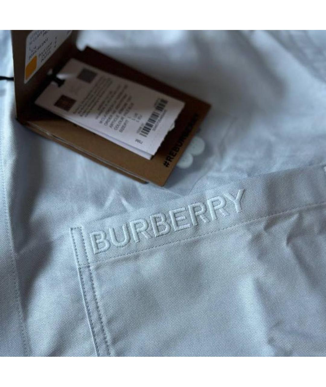 BURBERRY Голубая хлопковая классическая рубашка, фото 7