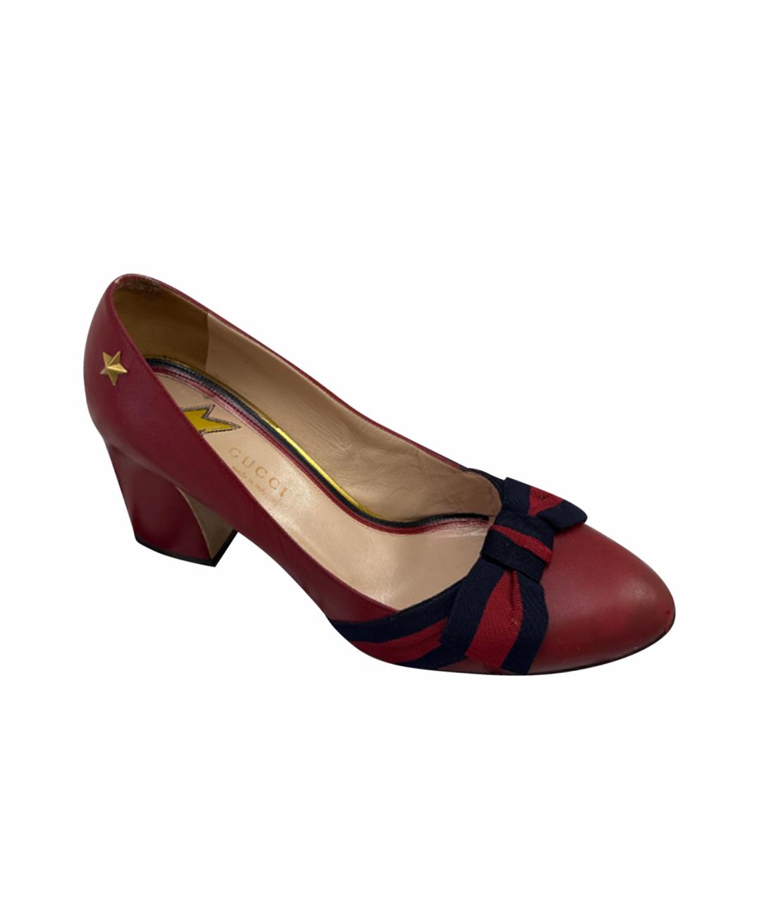 GUCCI Красные кожаные туфли, фото 1