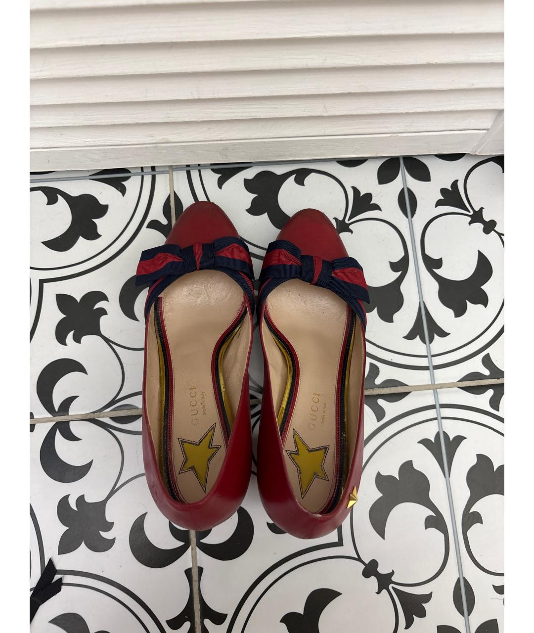 GUCCI Красные кожаные туфли, фото 3