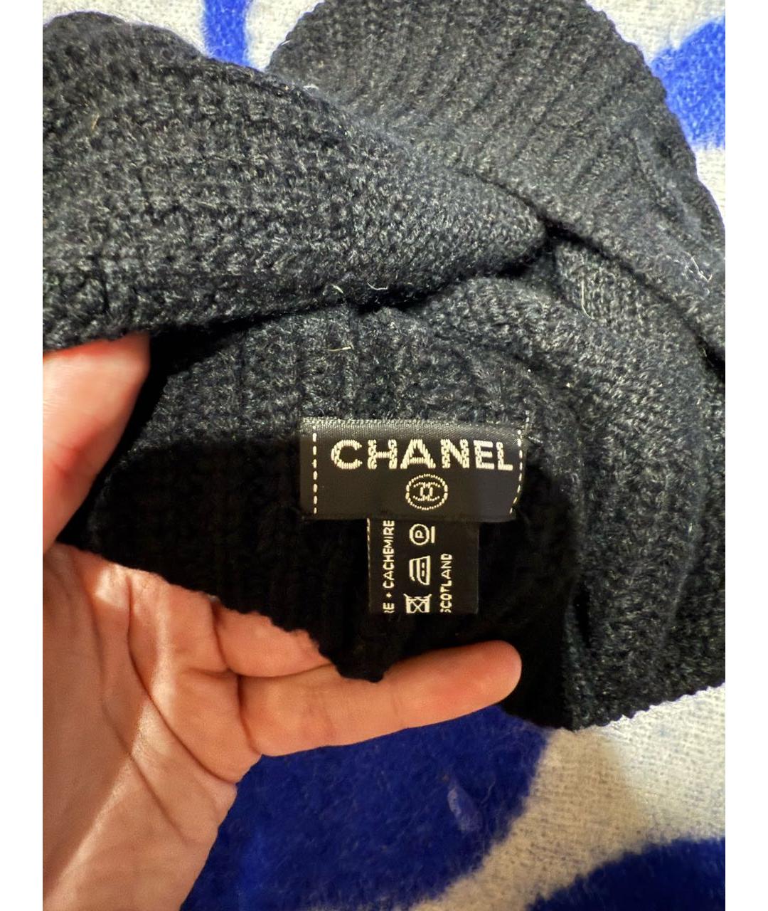 CHANEL Черная кашемировая шапка, фото 3
