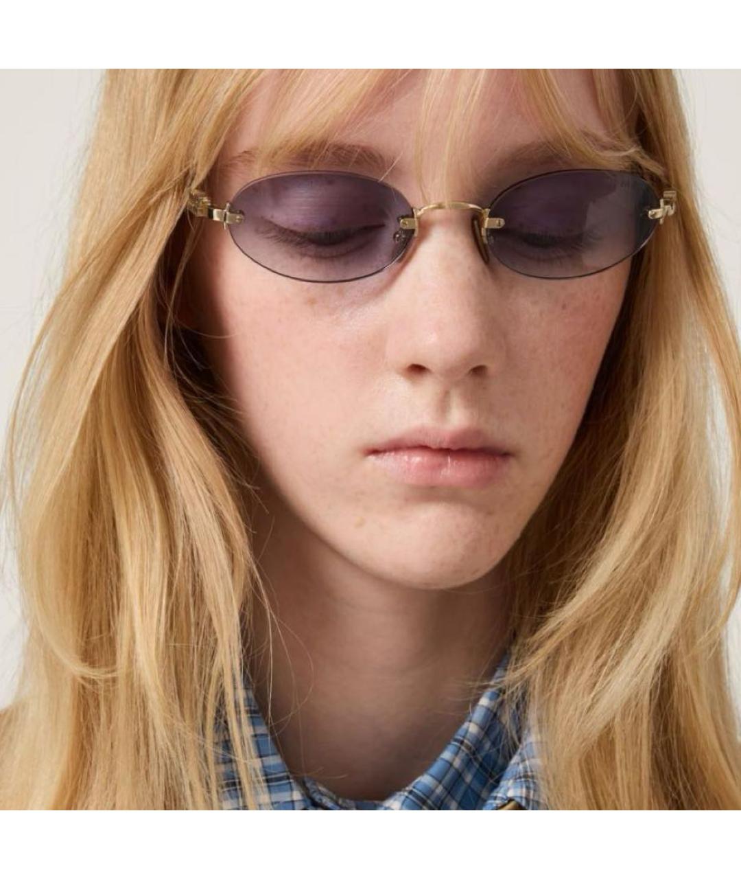 MIU MIU Голубые металлические солнцезащитные очки, фото 5