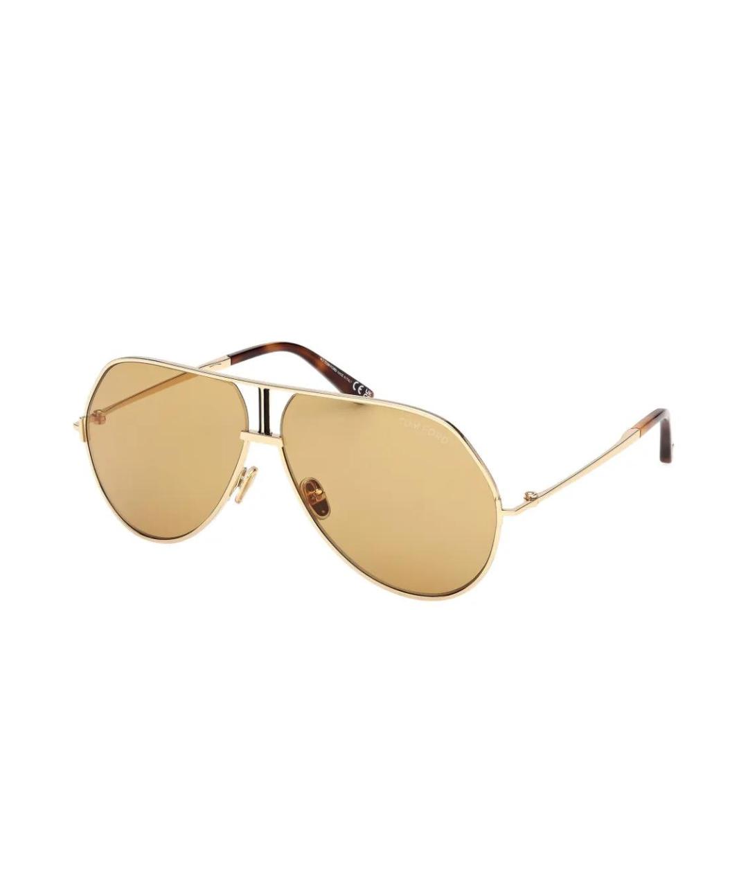 TOM FORD Желтые металлические солнцезащитные очки, фото 2