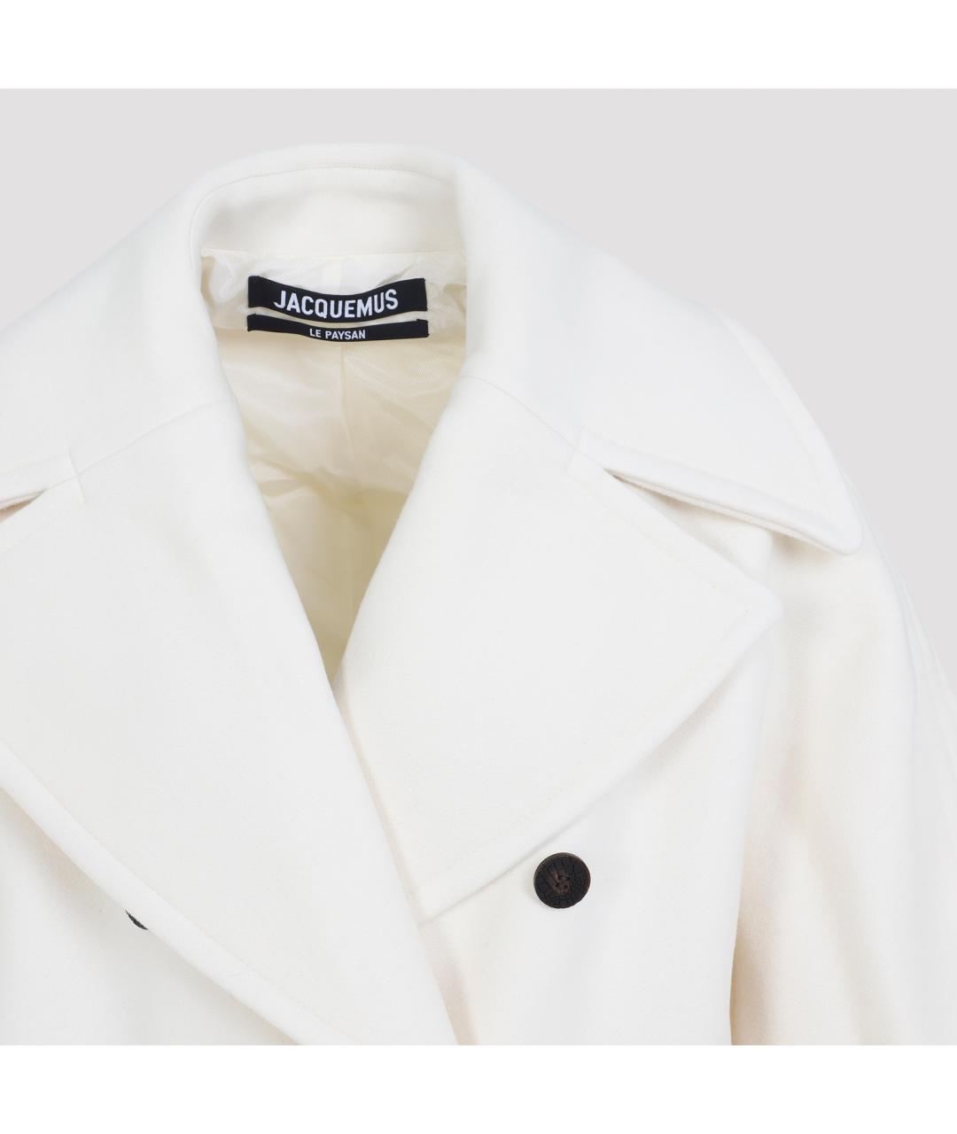 JACQUEMUS Белое шерстяное пальто, фото 4