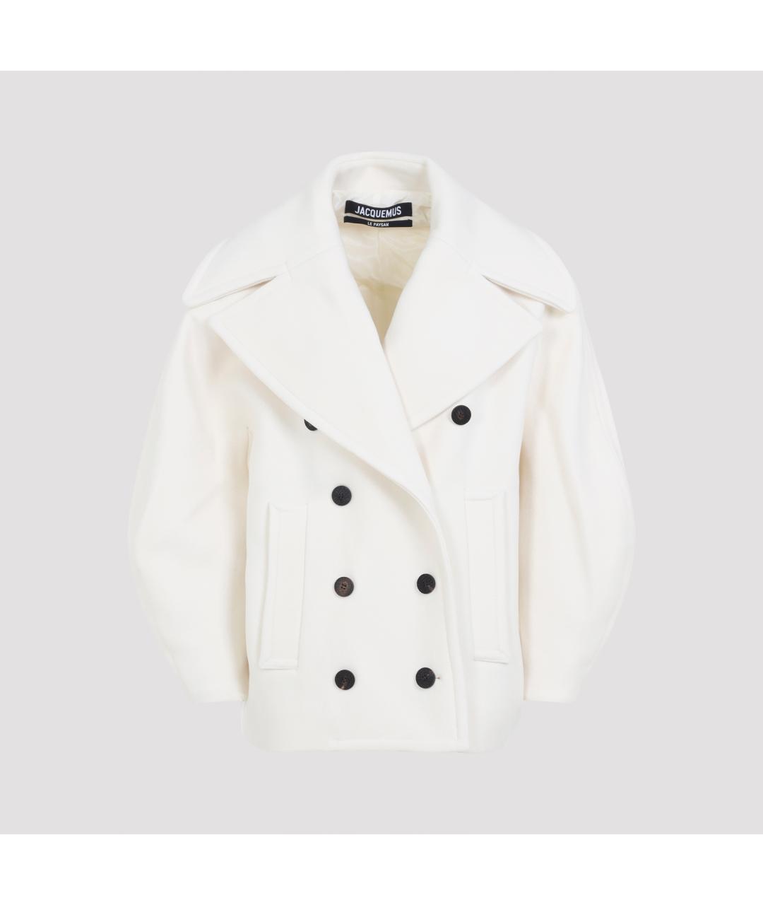 JACQUEMUS Белое шерстяное пальто, фото 2