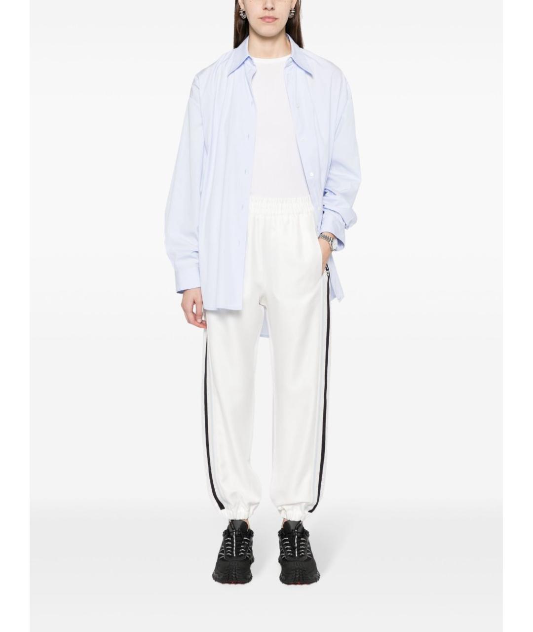 MONCLER Белые вискозные прямые брюки, фото 4