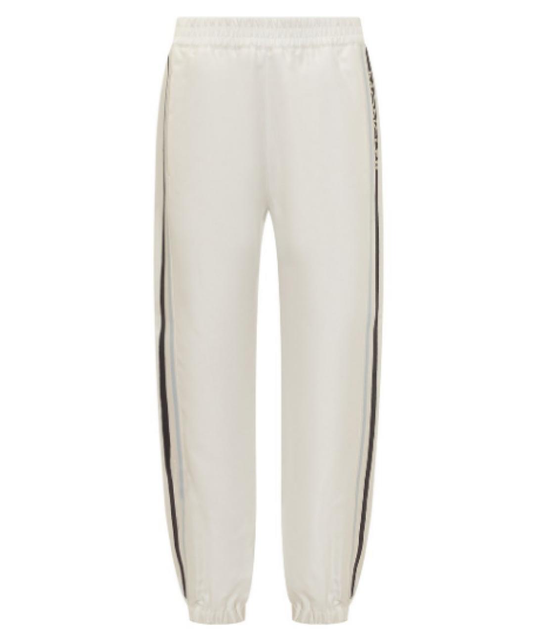 MONCLER Белые вискозные прямые брюки, фото 1