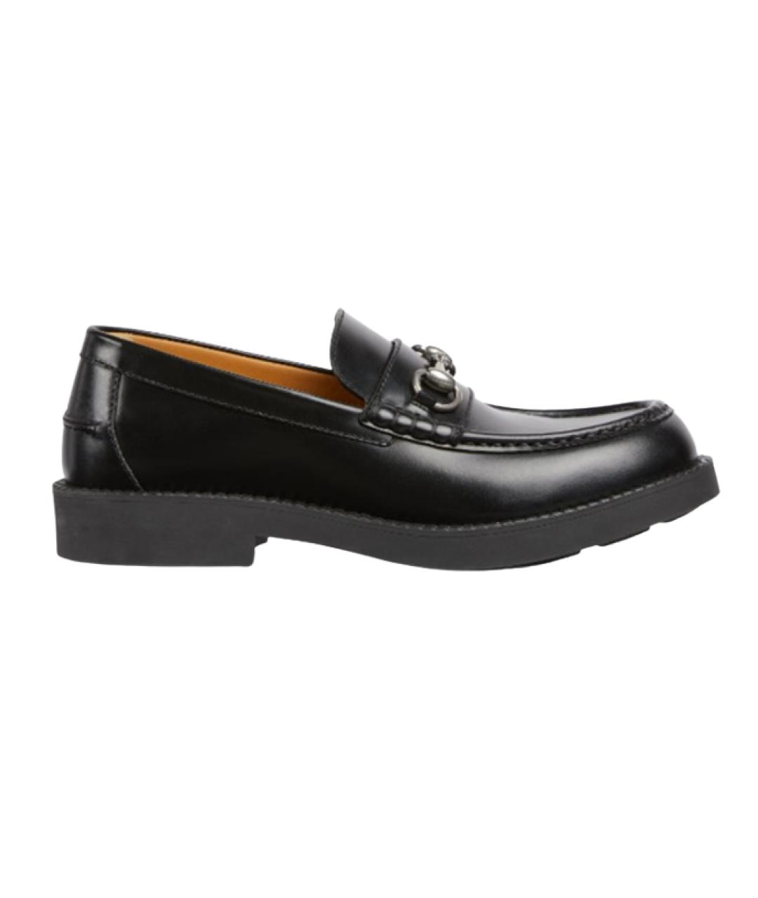 GUCCI Черные кожаные лоферы, фото 1