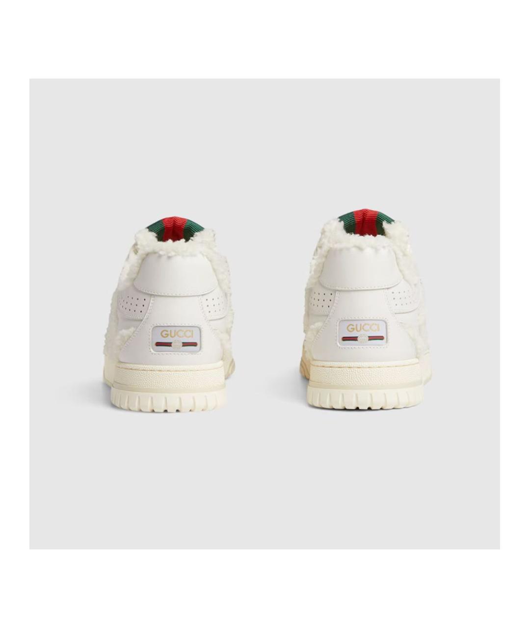 GUCCI Белые кожаные низкие кроссовки / кеды, фото 4