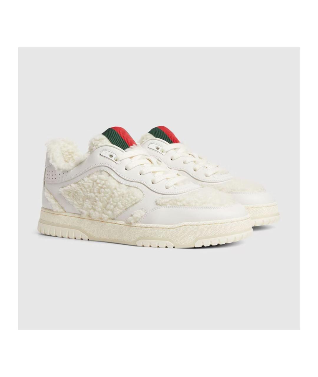 GUCCI Белые кожаные низкие кроссовки / кеды, фото 5