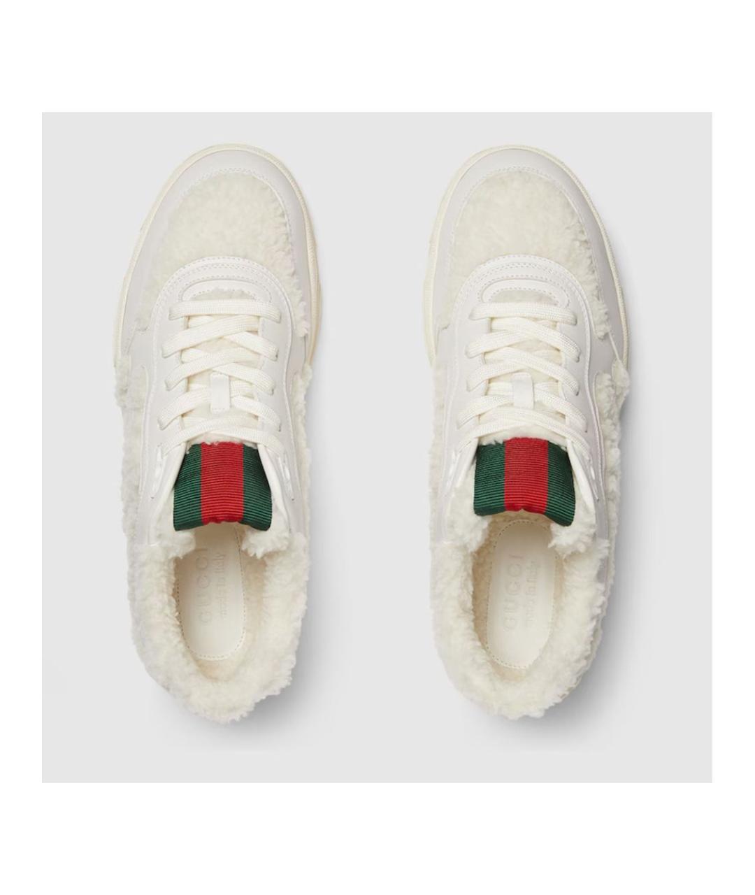 GUCCI Белые кожаные низкие кроссовки / кеды, фото 3