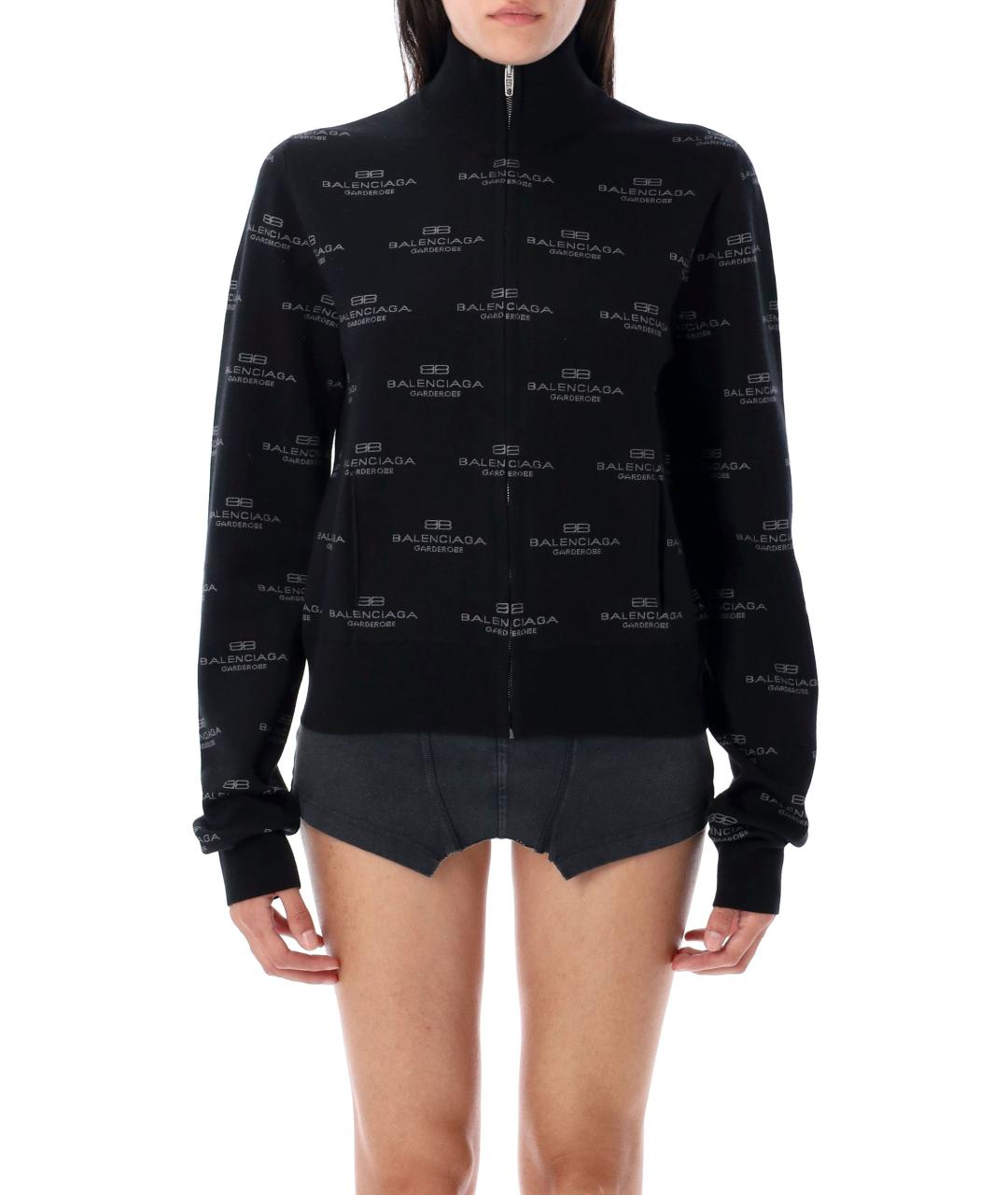 BALENCIAGA Черный хлопко-эластановый кардиган, фото 2