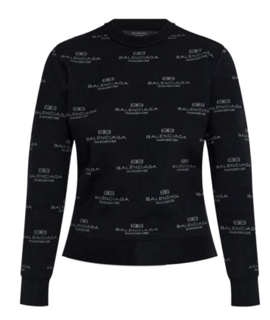 BALENCIAGA Черный хлопко-эластановый джемпер / свитер, фото 1