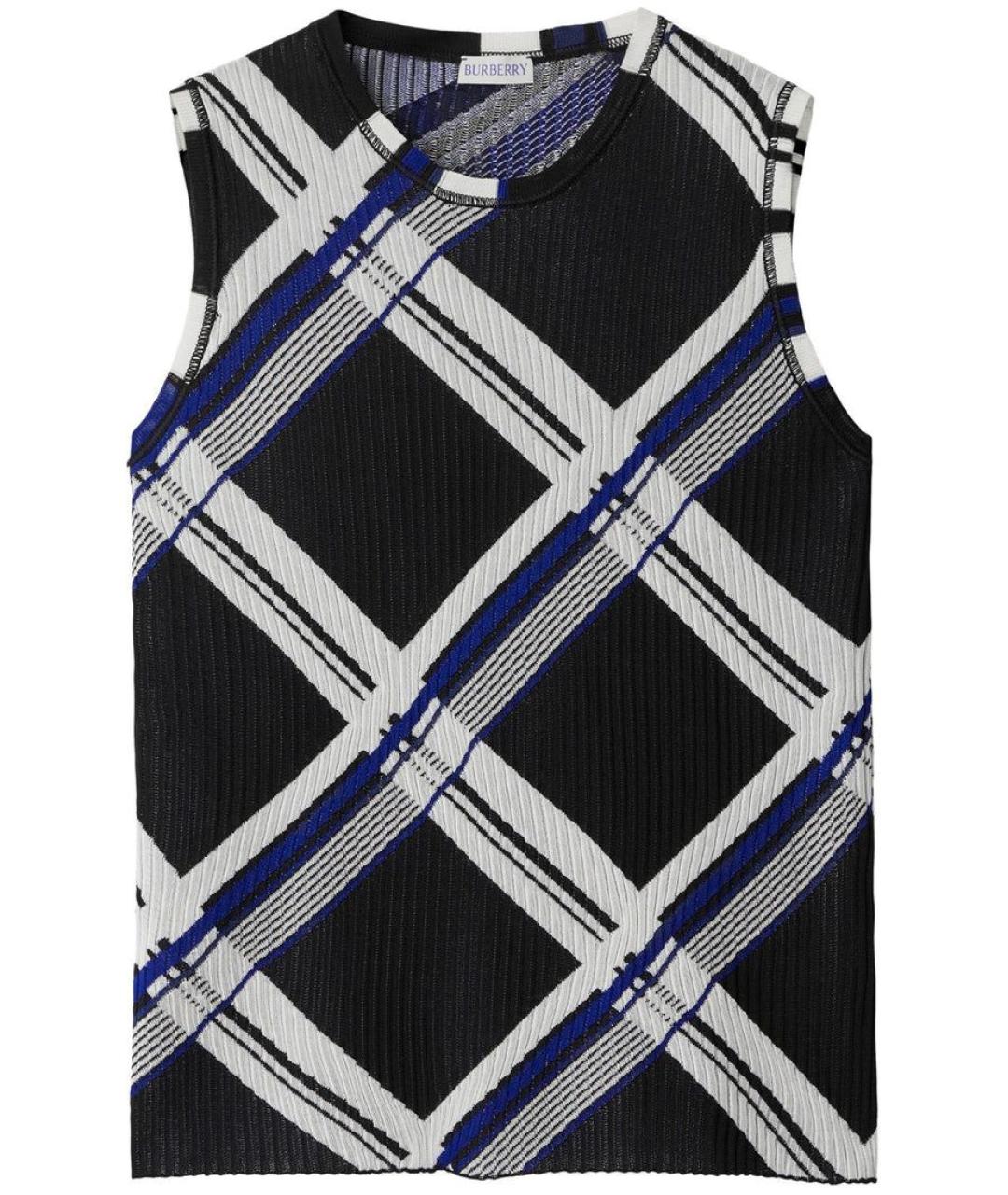 BURBERRY Черная шелковая майка, фото 1
