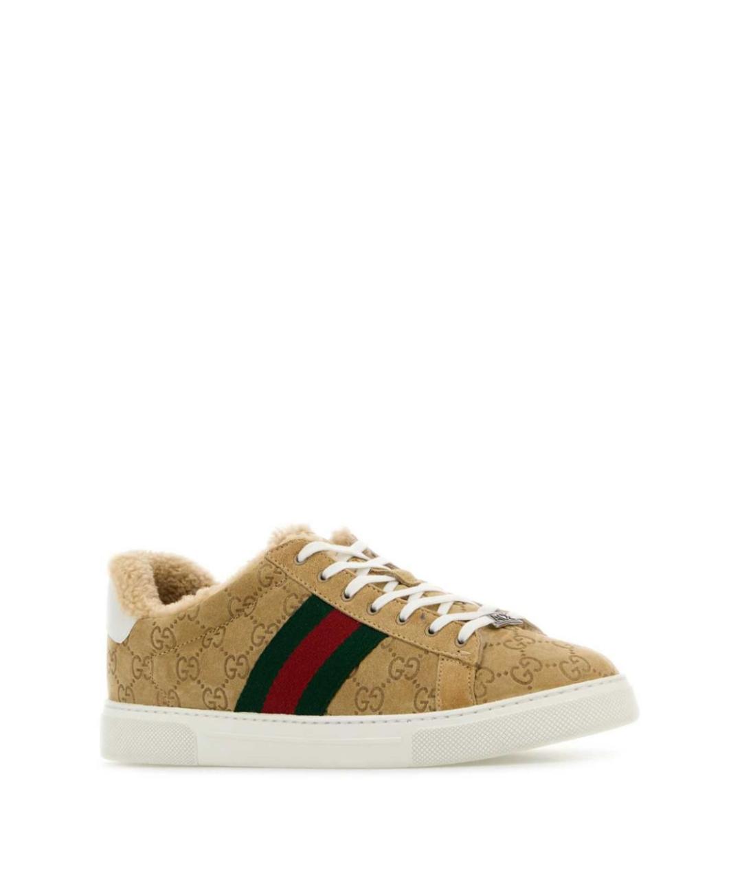 GUCCI Бежевые замшевые кеды, фото 2