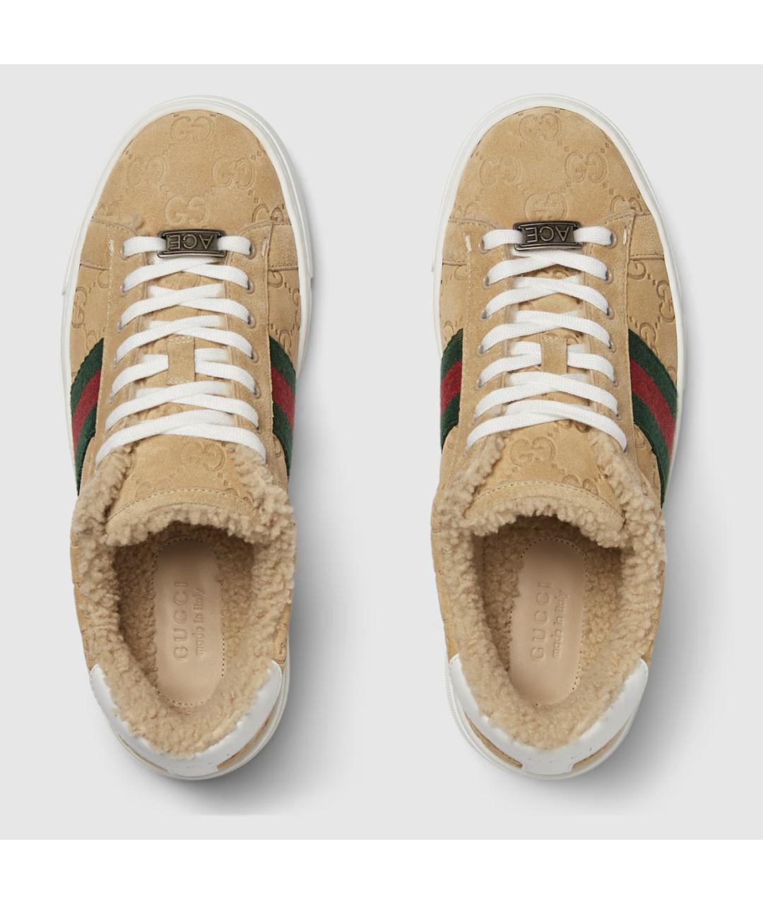 GUCCI Бежевые замшевые кеды, фото 5