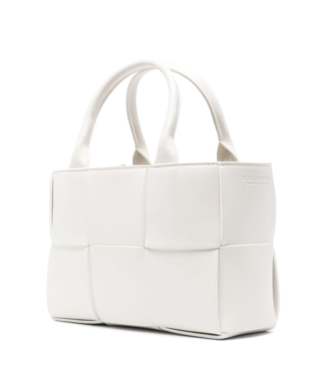 BOTTEGA VENETA Белая кожаная сумка тоут, фото 4
