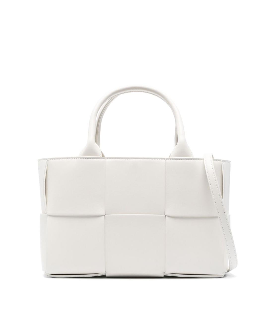 BOTTEGA VENETA Белая кожаная сумка тоут, фото 3