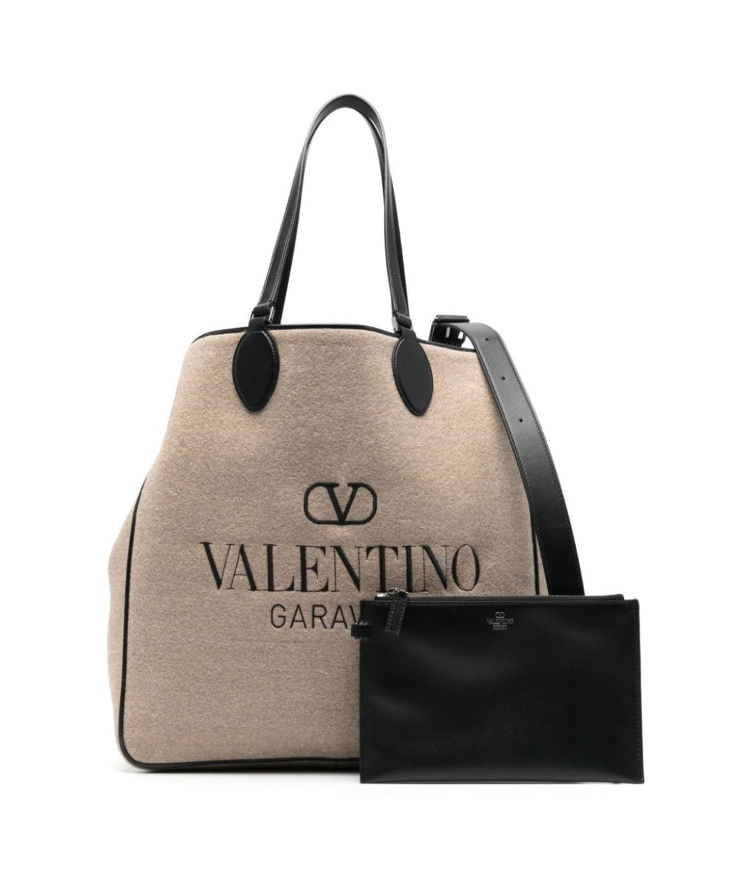 VALENTINO Бежевая тканевая сумка тоут, фото 2