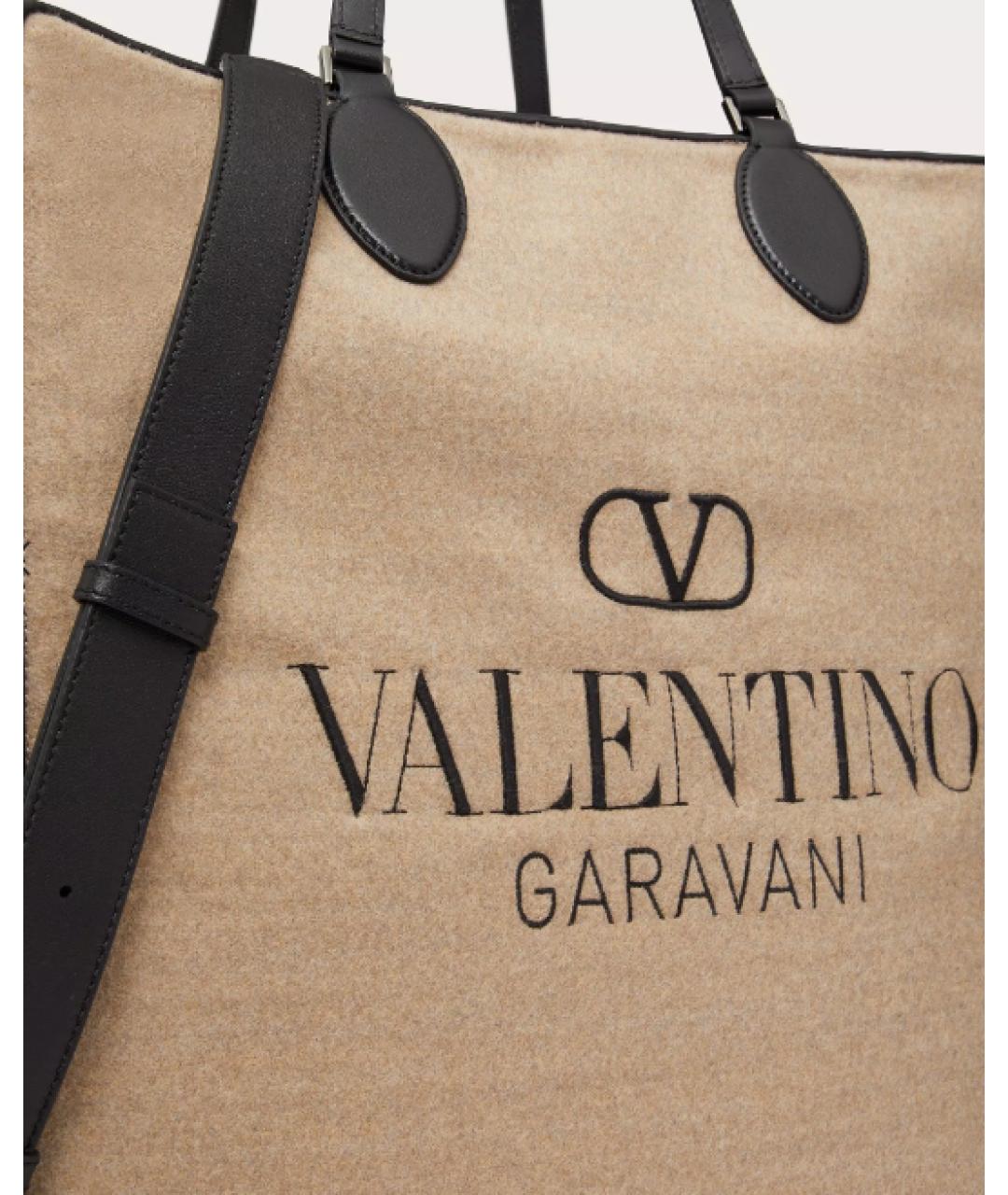 VALENTINO Бежевая тканевая сумка тоут, фото 5
