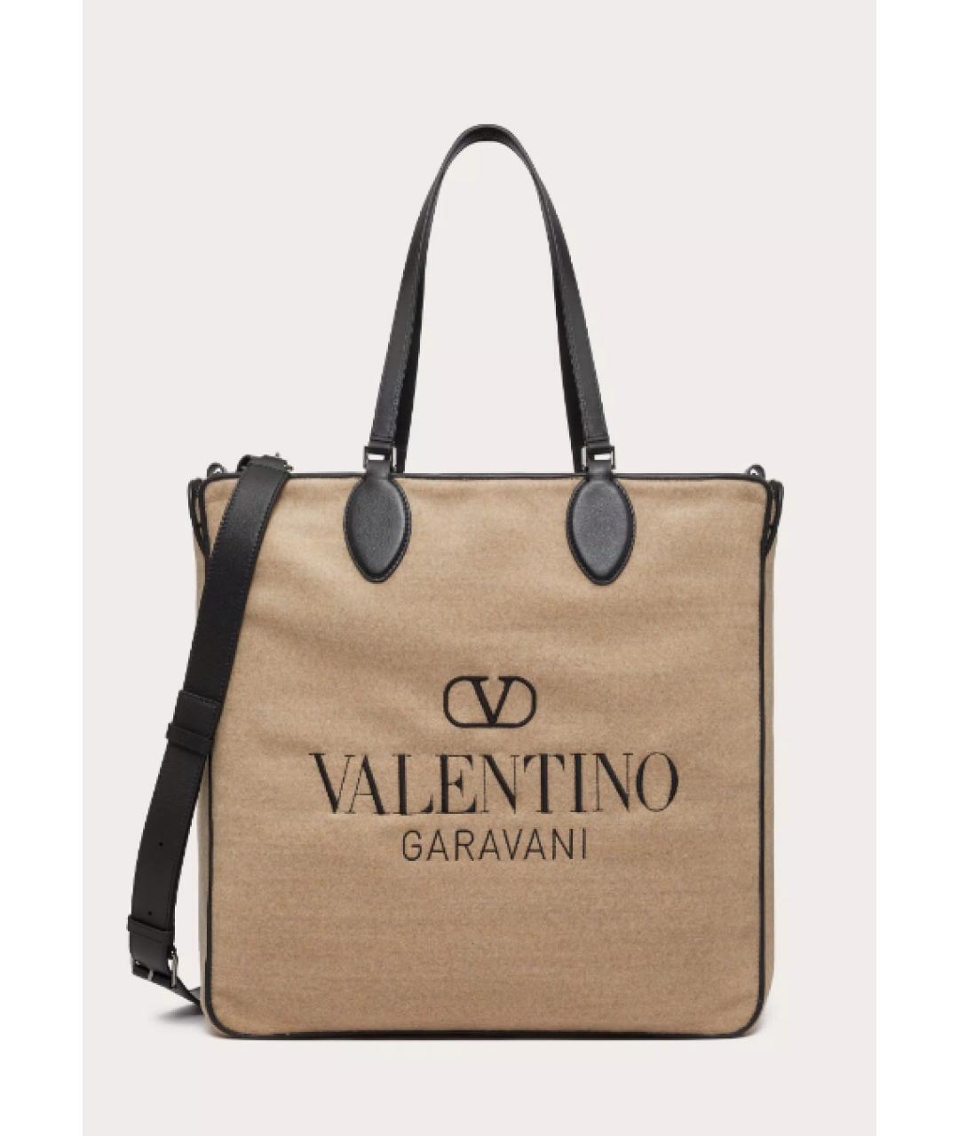 VALENTINO Бежевая тканевая сумка тоут, фото 3