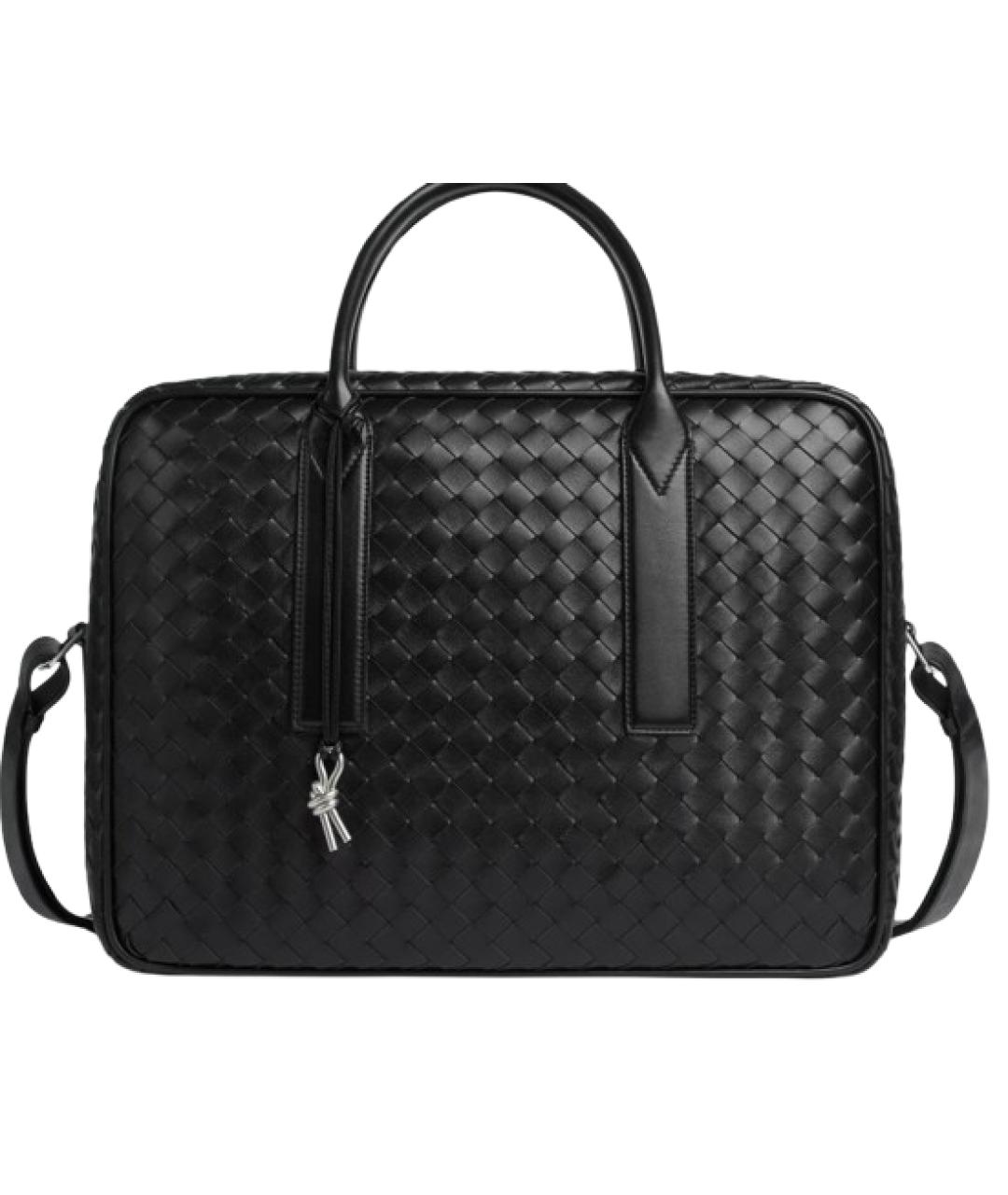 BOTTEGA VENETA Черный кожаный портфель, фото 1