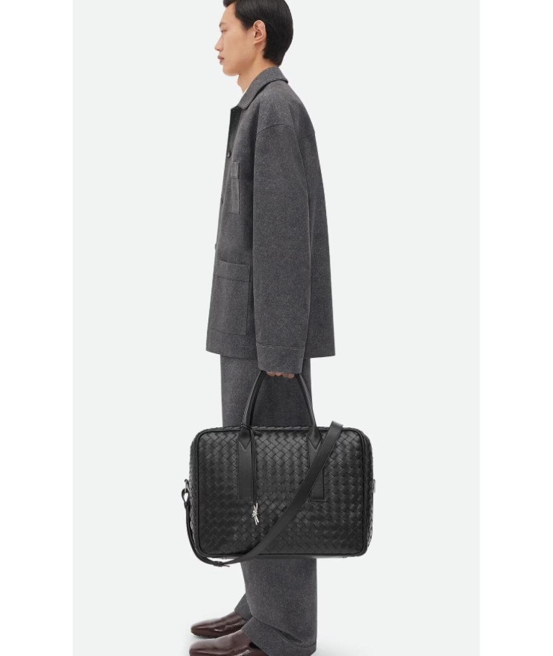 BOTTEGA VENETA Черный кожаный портфель, фото 2