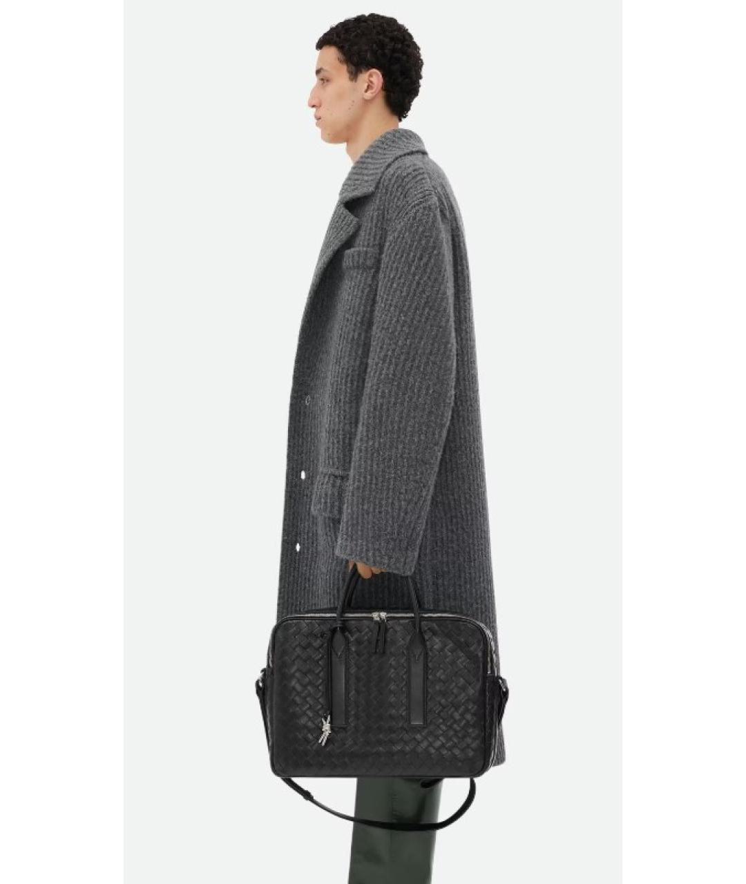 BOTTEGA VENETA Черный кожаный портфель, фото 2