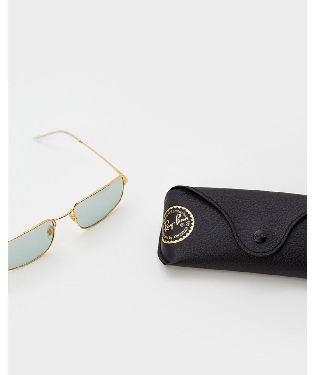 RAY BAN Золотые металлические солнцезащитные очки, фото 4