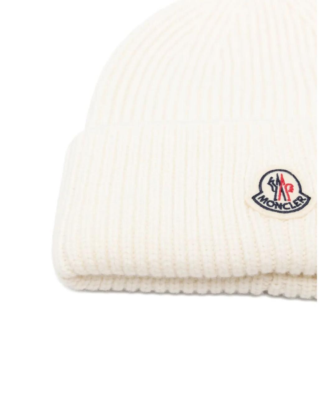 MONCLER Белая шерстяная шапка, фото 2