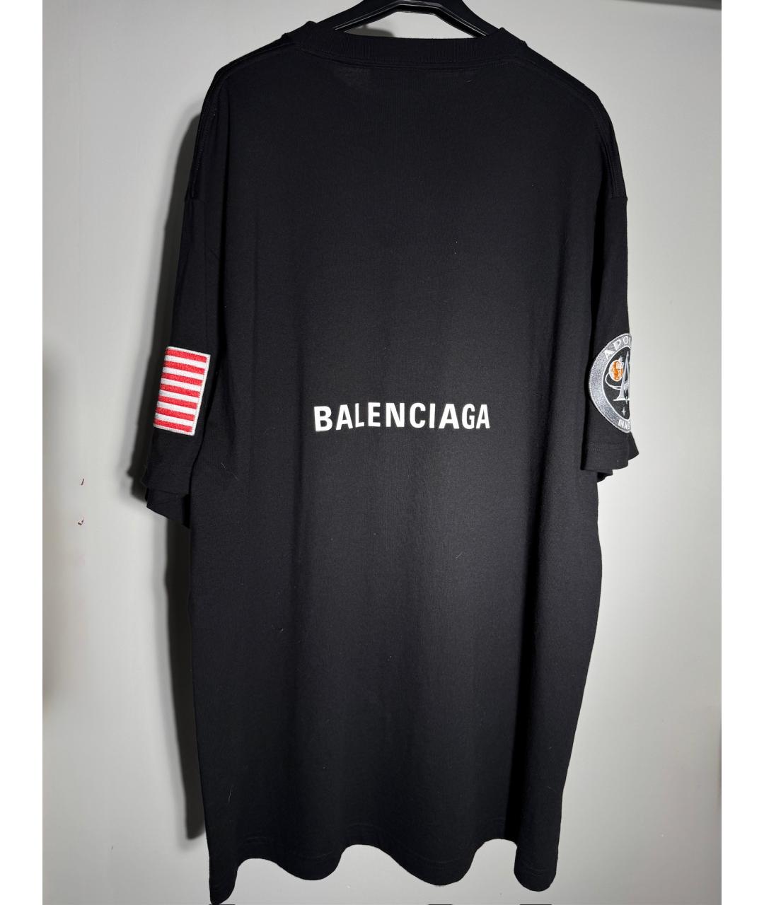 BALENCIAGA Черная хлопковая футболка, фото 2