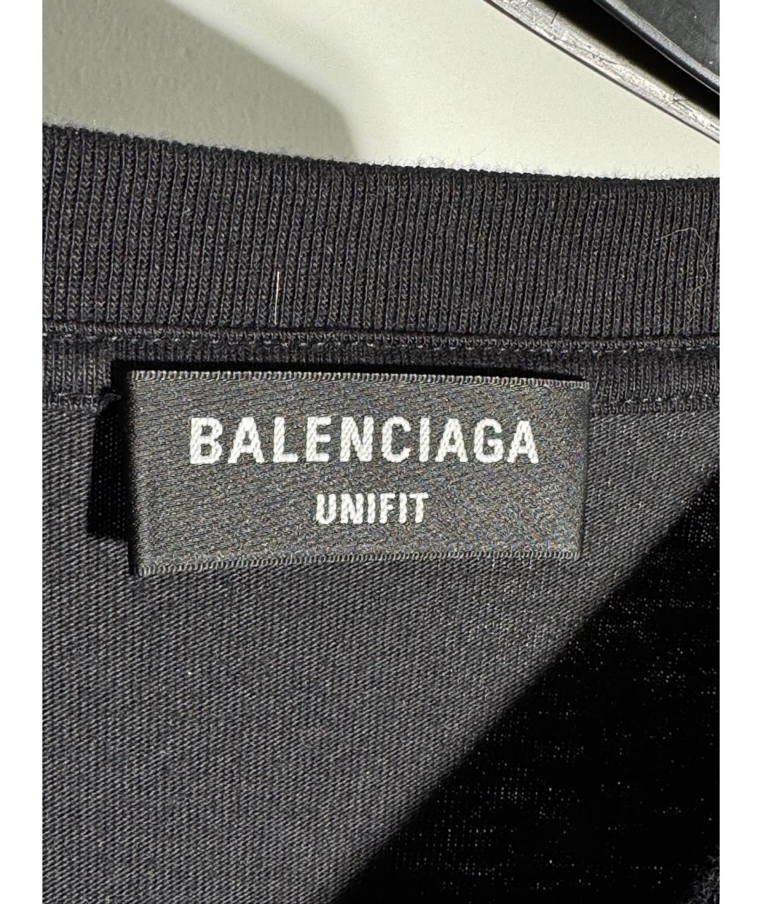 BALENCIAGA Черная хлопковая футболка, фото 5