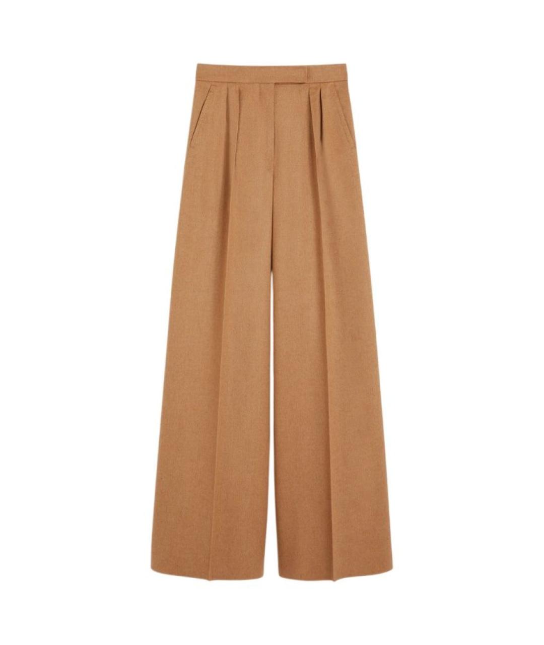 MAX MARA Бежевые шерстяные прямые брюки, фото 1