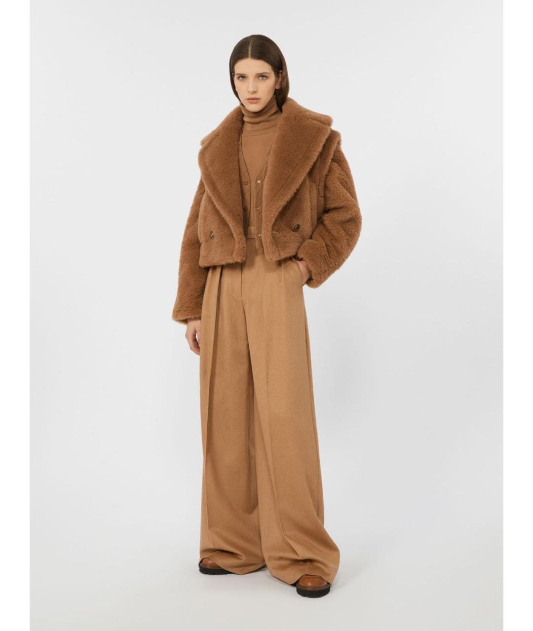MAX MARA Бежевые шерстяные прямые брюки, фото 4