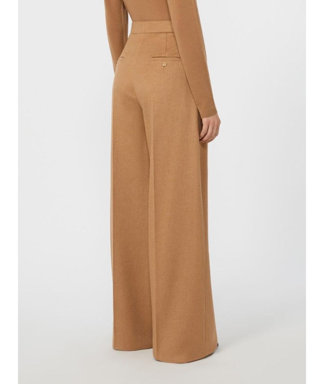 MAX MARA Бежевые шерстяные прямые брюки, фото 3